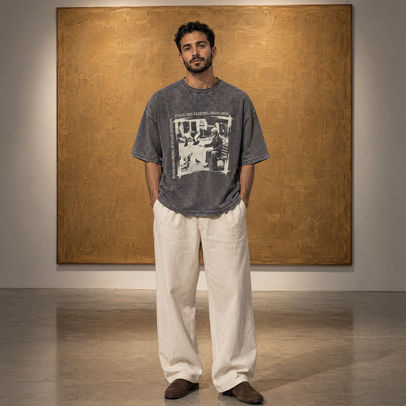 LES PIGEONS — Washed Grey Tee