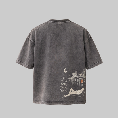 NUITS BLANCHES — Washed Grey Tee