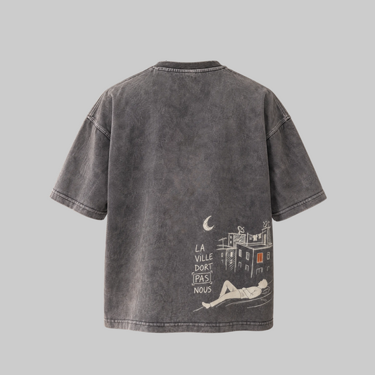 NUITS BLANCHES — Washed Grey Tee