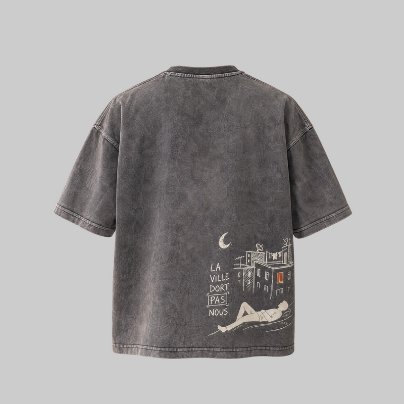 NUITS BLANCHES — Washed Grey Tee