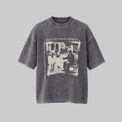 LES PIGEONS — Washed Grey Tee